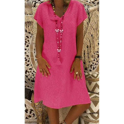 Damen Sommerkleid V-Ausschnitt Asymmetrisch Eveloria