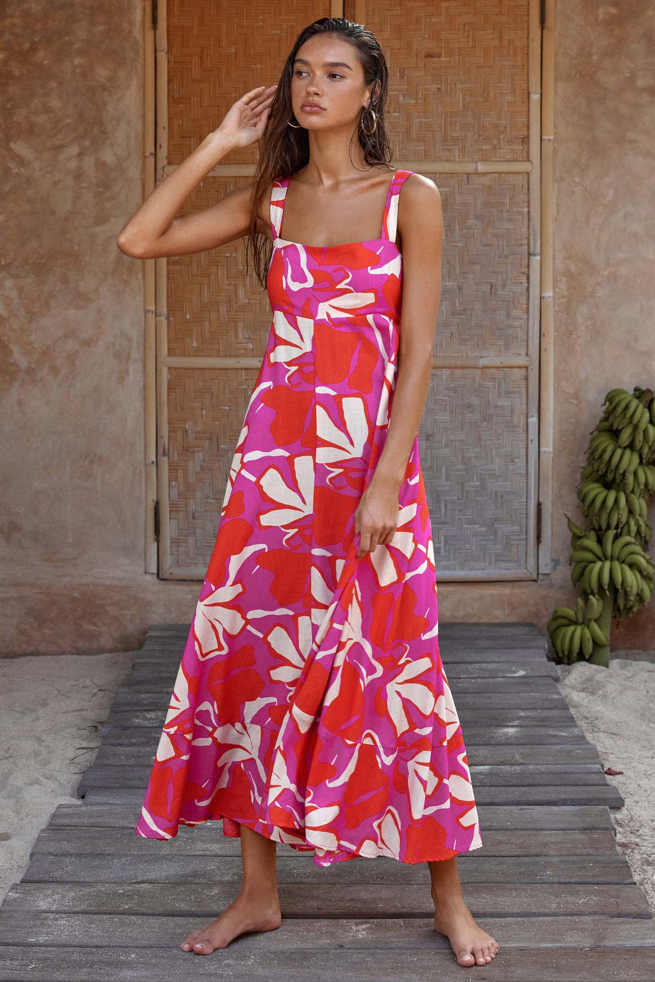 Damen Maxikleid Floralmuster Eveloria
