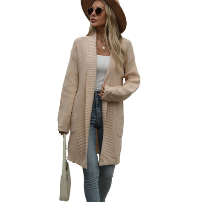 Damen Strickcardigan Offener Schnitt Modernes Muster
