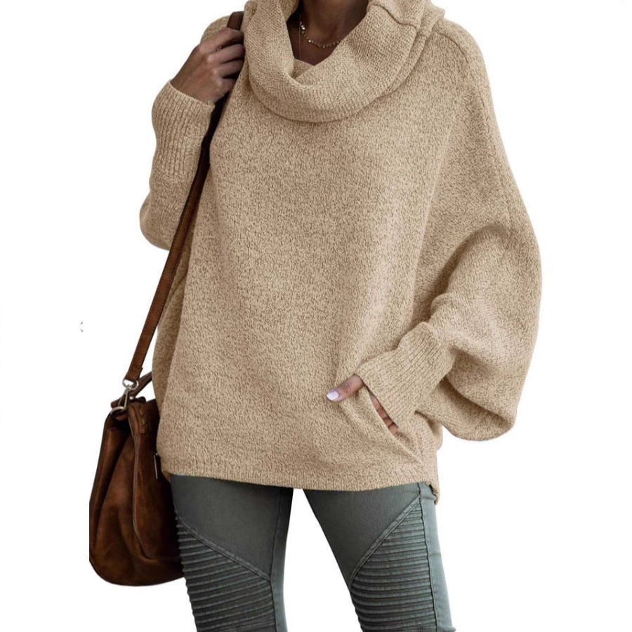 Damen Rollkragenpullover Lässig Weite Ärmel Eveloria
