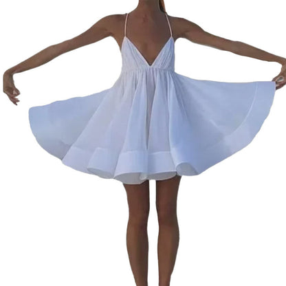 Damen Sommerkleid V-Ausschnitt Verspielter Saum Eveloria