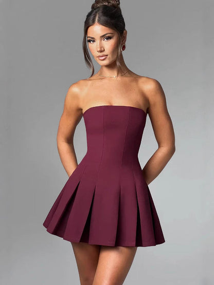 Damen Hochzeitskleid Bandeau Rock Voluminös Weiß Eveloria
