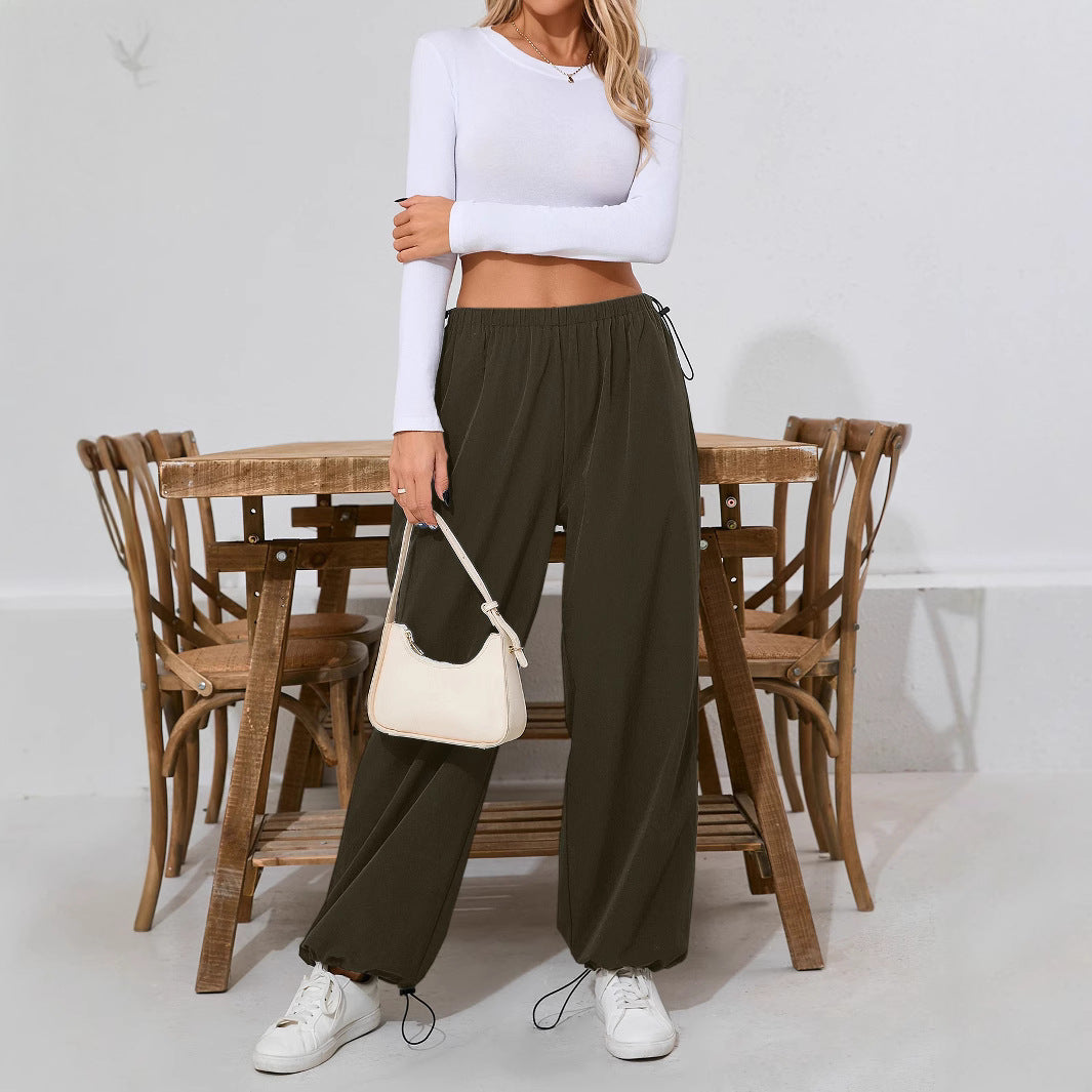 Damen Freizeithose Bequem Tunnelzug Weites Bein Eveloria