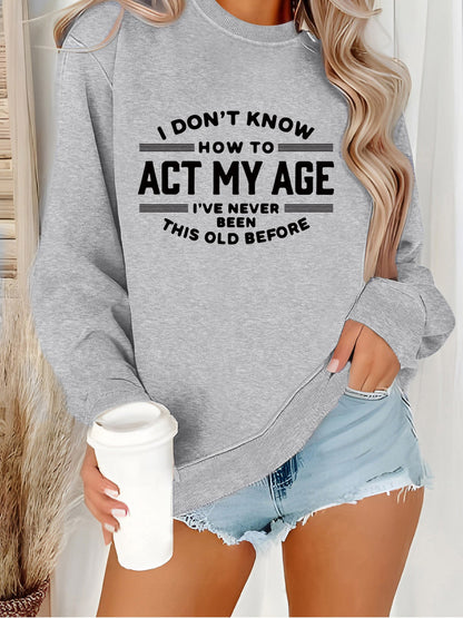 Damen Sweatshirt Lässiger Schnitt Humorvolles Design Grau