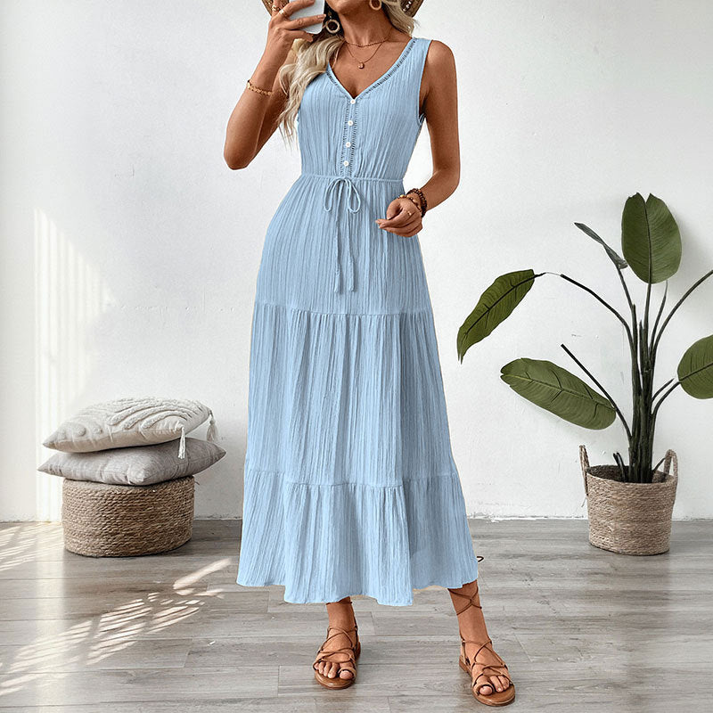 Damen Maxikleid Elastisch Rüschendetails Eveloria