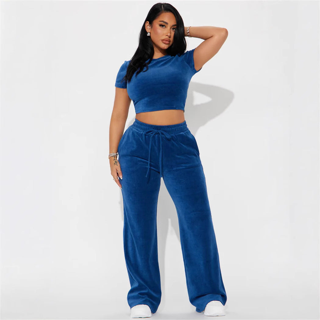 Damen Velours Loungewear Set Weich Grau Eveloria