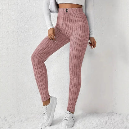 Damen Rippstrickleggings Hochtaillierte Eveloria