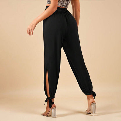 Damen Hose mit Seitenschlitzen und Kordelzug Eveloria