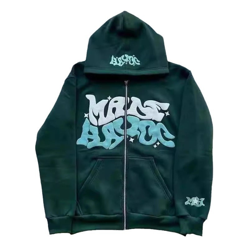 Damen Sportjacke Graffiti-Stil Kapuzenjacke Grau Eveloria