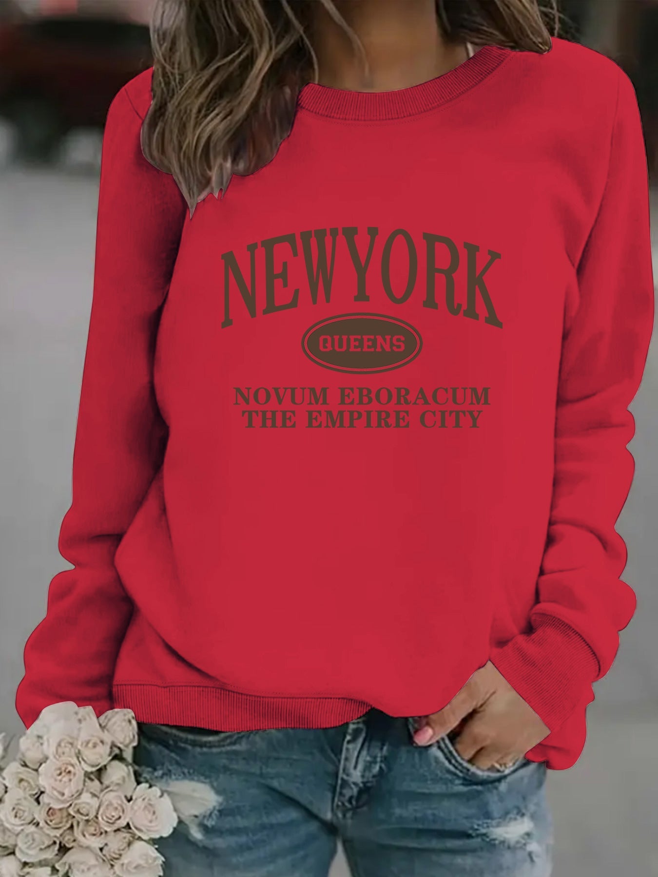 Damen Sweatshirt New Yorker Schriftzug Eveloria