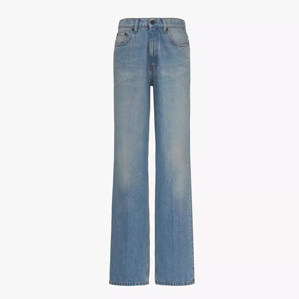 Damen Hochgeschnittene Weite Jeans Eveloria