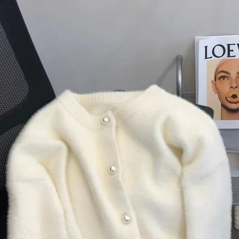Damen Flauschiger Longpullover Rundhalsausschnitt