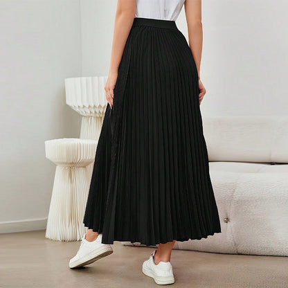 Damen Maxirock Plissiert Elastischer Bund Eleganter Schnitt