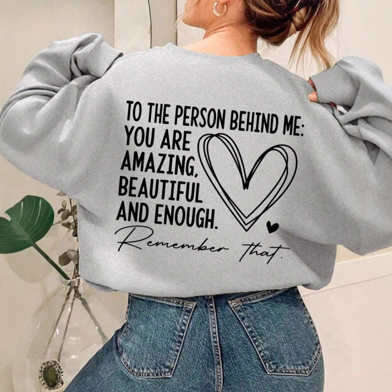 Damen Sweatshirt Lässig Inspirierendes Motiv Grau Eveloria
