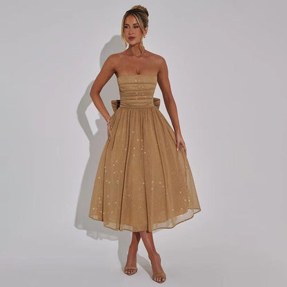 Damen Hochzeitskleid mit Schimmer-Taille und Plisserter Rock