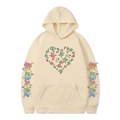 Damen Kapuzenpullover Herz- und Blattmotiv Eveloria