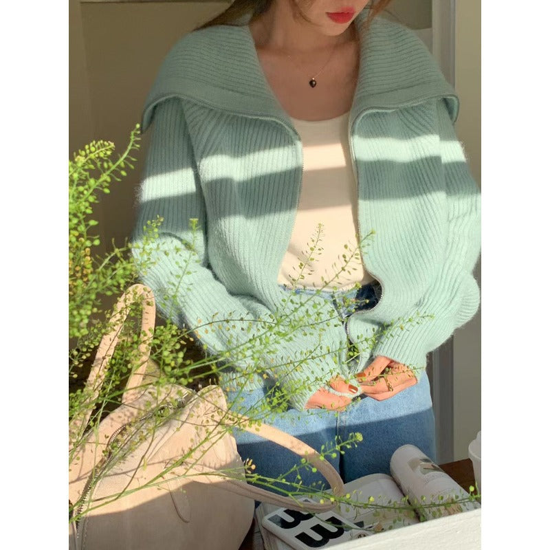 Damen Strickjacke Weiter Kragen Strukturiert Eveloria