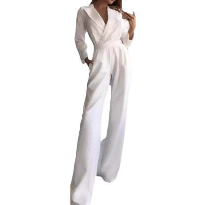 Damen Jumpsuit Figurbetont Weites Bein Eveloria