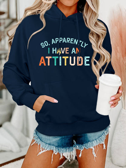 Damen Kapuzenpullover Lässig Mit Schriftzug Grau Eveloria
