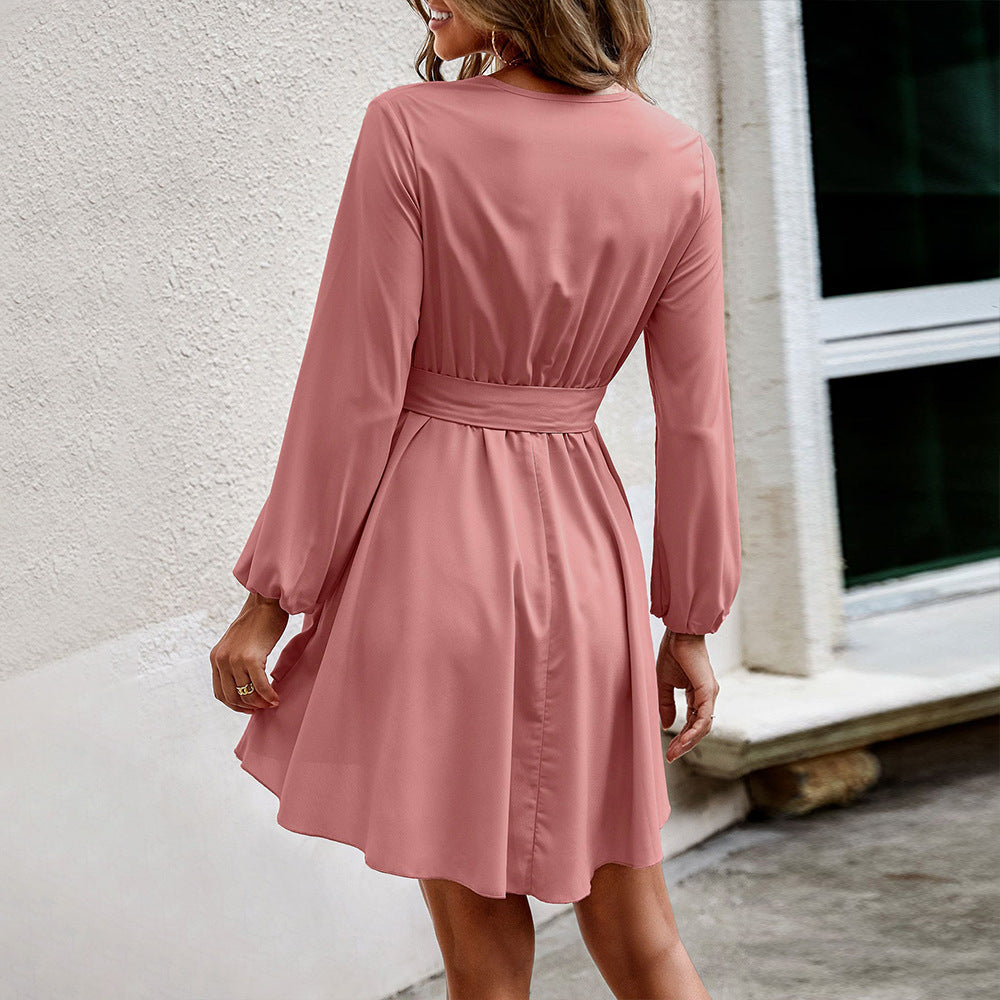 Damen Wickelkleid Langärmelig mit Taillengürtel Eveloria