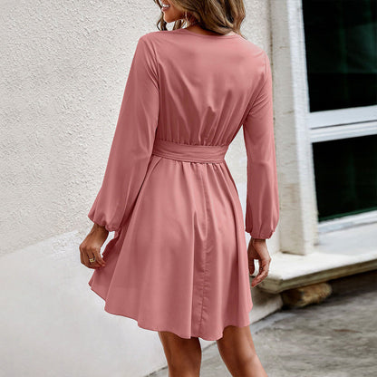 Damen Wickelkleid Langärmelig mit Taillengürtel Eveloria