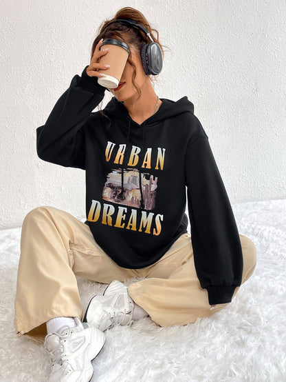 Damen Oversized Hoodie Urban Print Kapuze Eveloria
