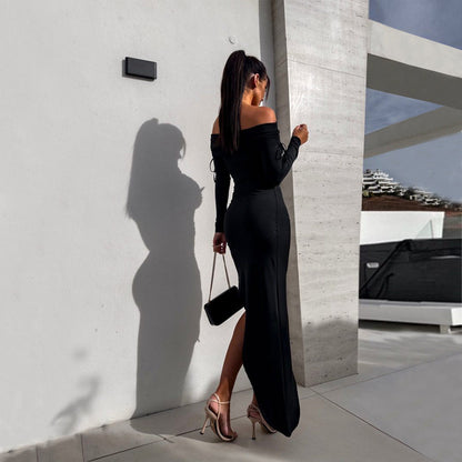 Damen Wickelkleid Asymmetrisch Rüschen Eveloria