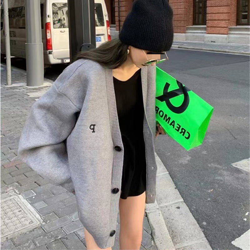 Damen Oversized Strickblazer Feines Strickmuster