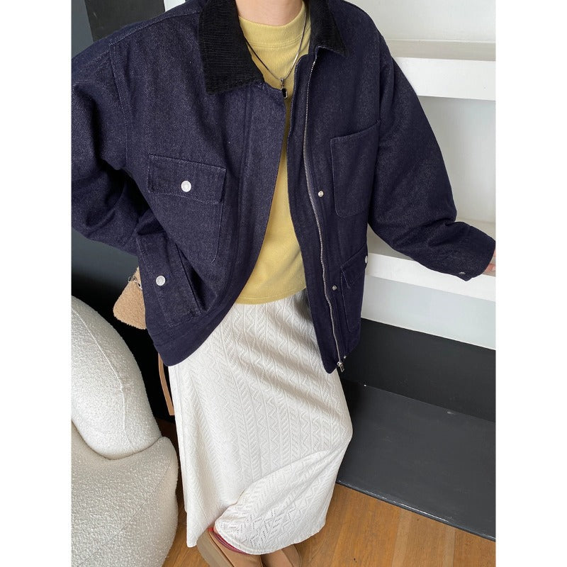 Damen Utility-Jacke Lässig atmungsaktives Material mit Taschen und