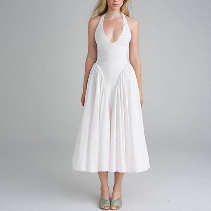 Damen Maxikleid V-Ausschnitt Fließend Eveloria