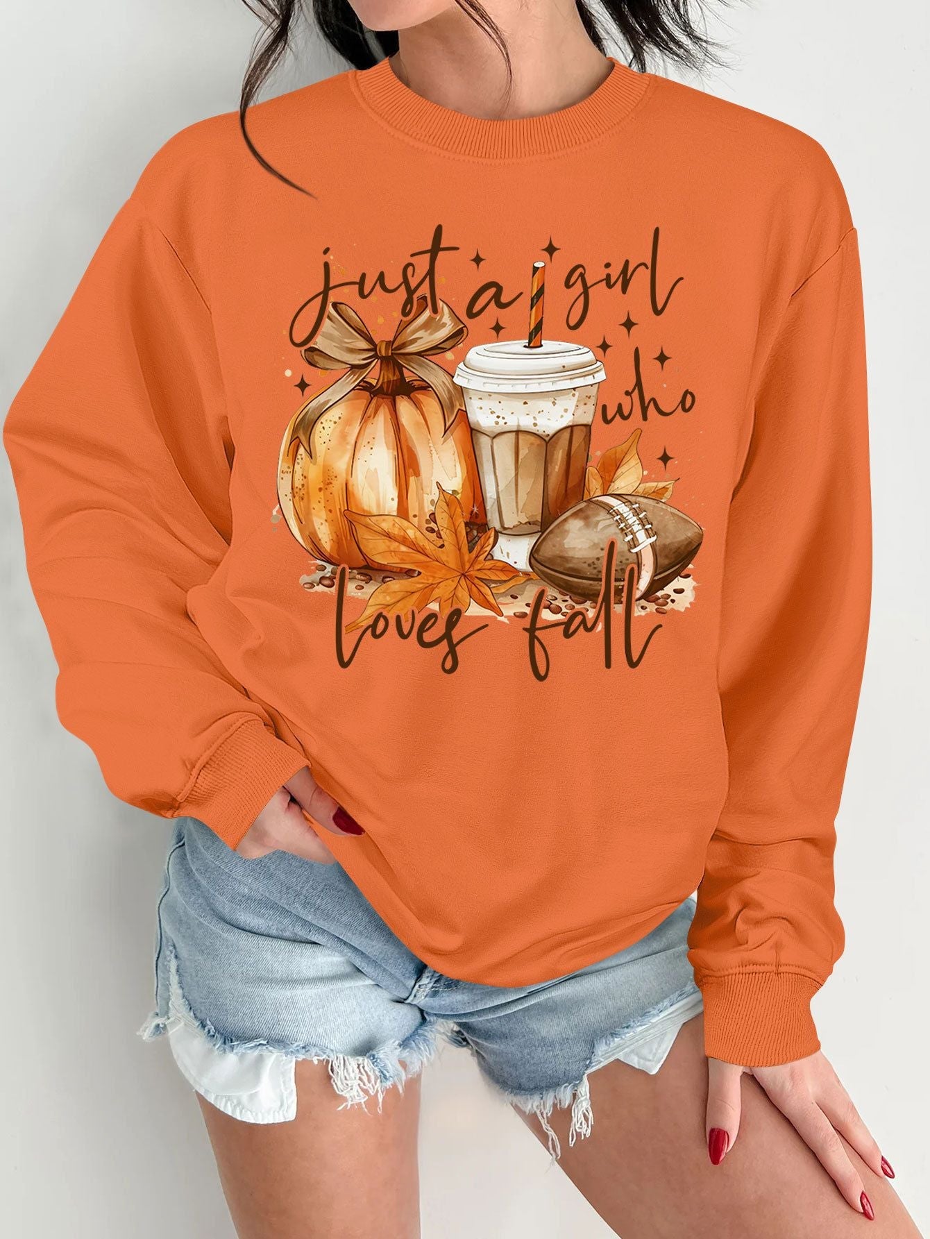 Damen Sweatshirt Herbstmotiv Baumwolle Inspirierender Druck Beige