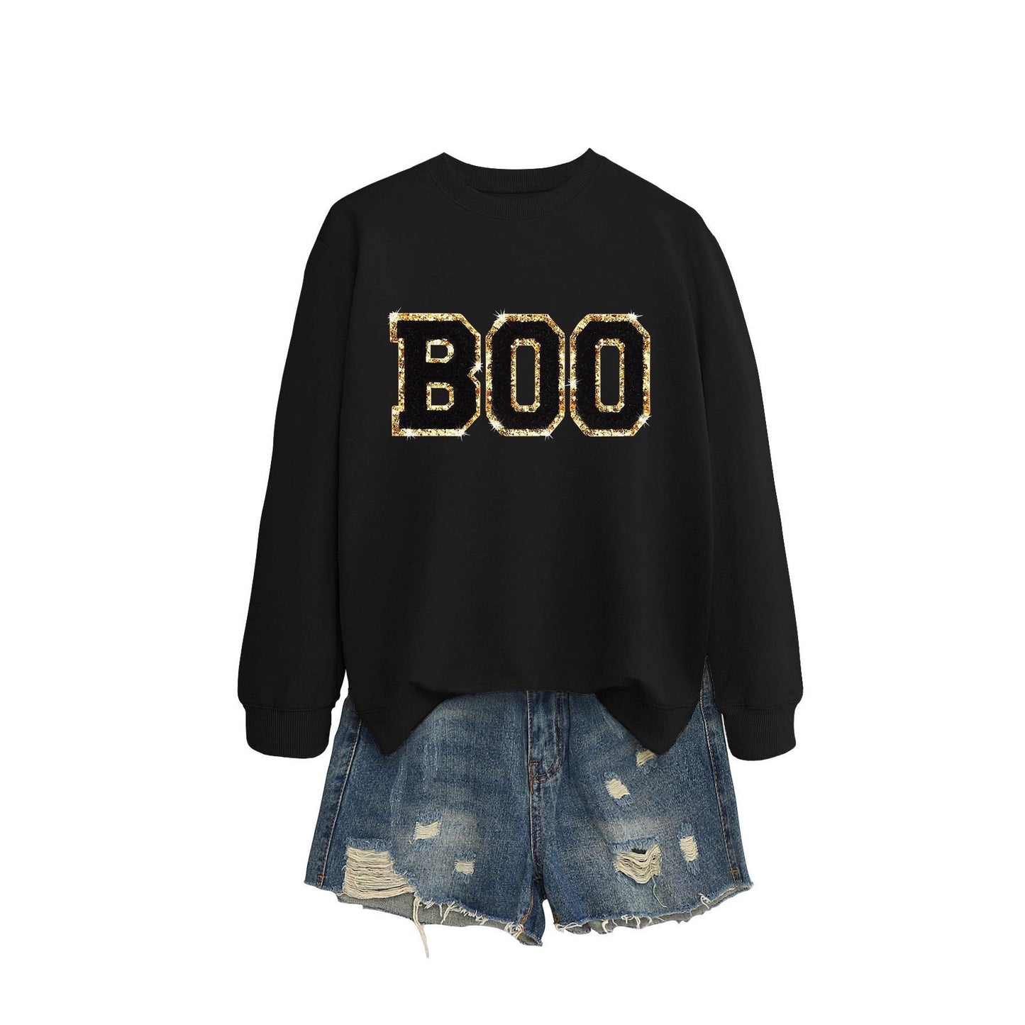 Damen Sweatshirt Glitzer Aufdruck Eveloria