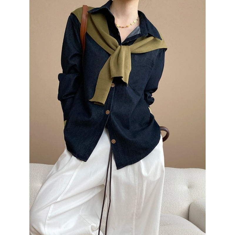 Damen Bluse Klassisch Mit Pullover-Einsatz - Eveloria