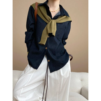 Damen Bluse Klassisch Mit Pullover-Einsatz - Eveloria