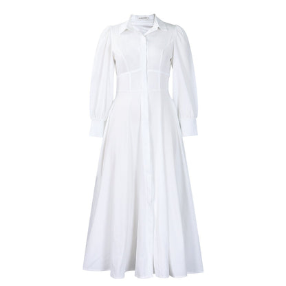 Damen Maxi-Hemdkleid mit Taillenbund Elegantes Design
