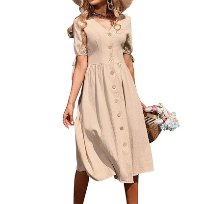 Damen Midi-Kleid Raffinierte Knopfdetails Eveloria
