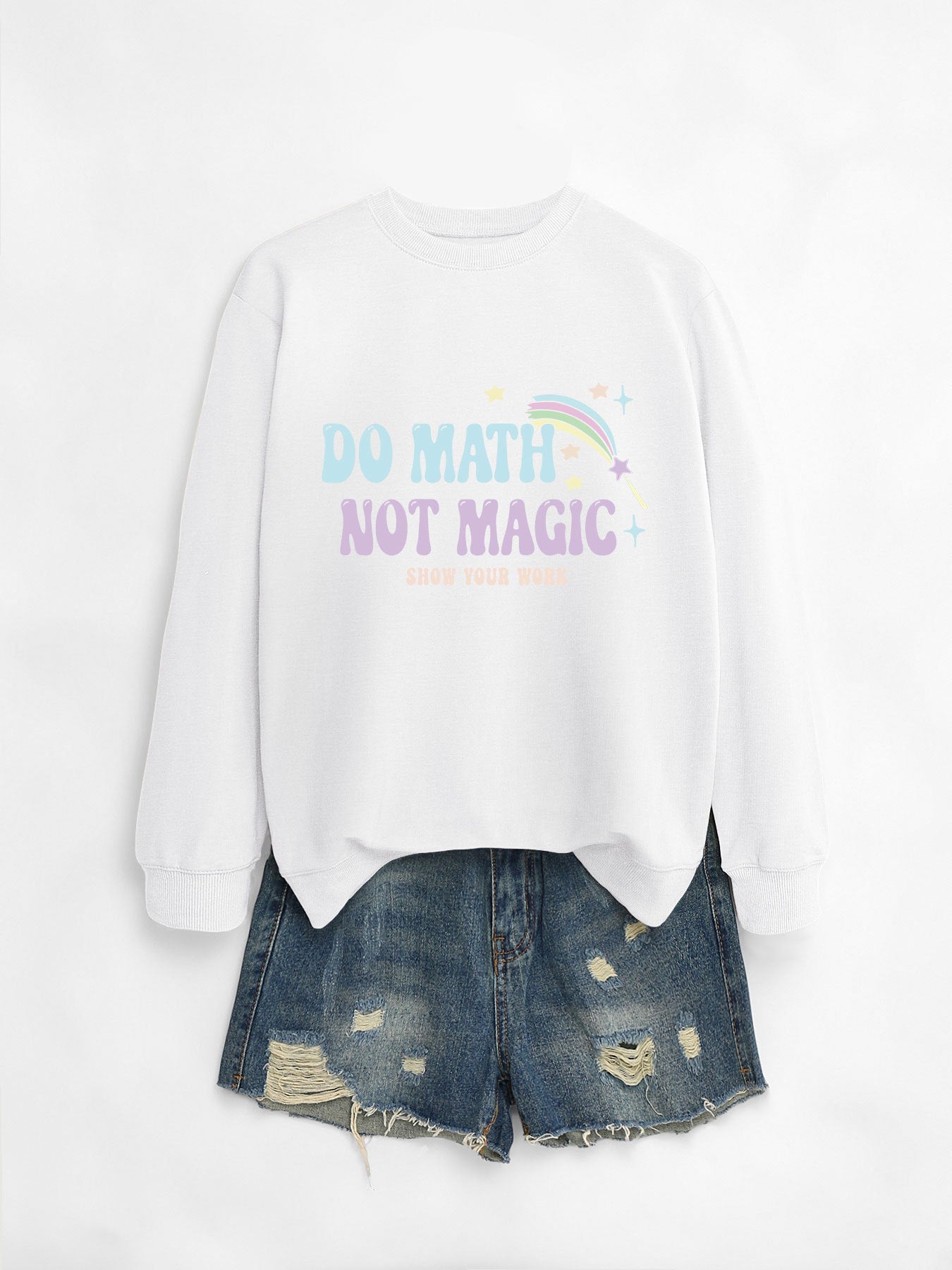 Damen Sweatshirt Mathematik-Motiv Grau Eveloria