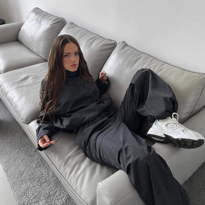 Damen Windjacke Oversized Leicht Kordelzug Eveloria