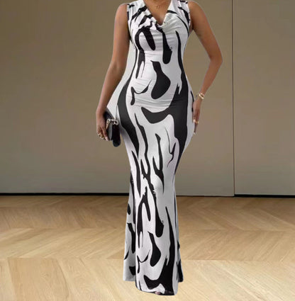 Damen Maxikleid Figurbetont Trendmuster Eveloria