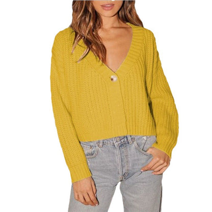 Damen Grobstrick Cardigan Lockerer V-Ausschnitt Beige Eveloria