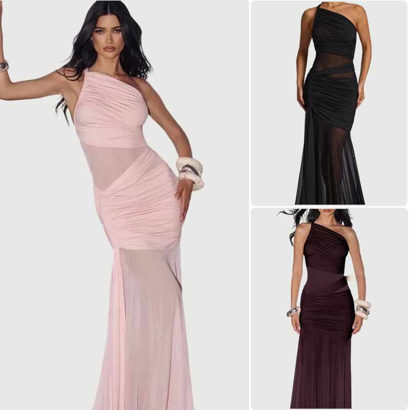 Damen Abendkleid Asymmetrisch Rüschendetails Eveloria - Eveloria