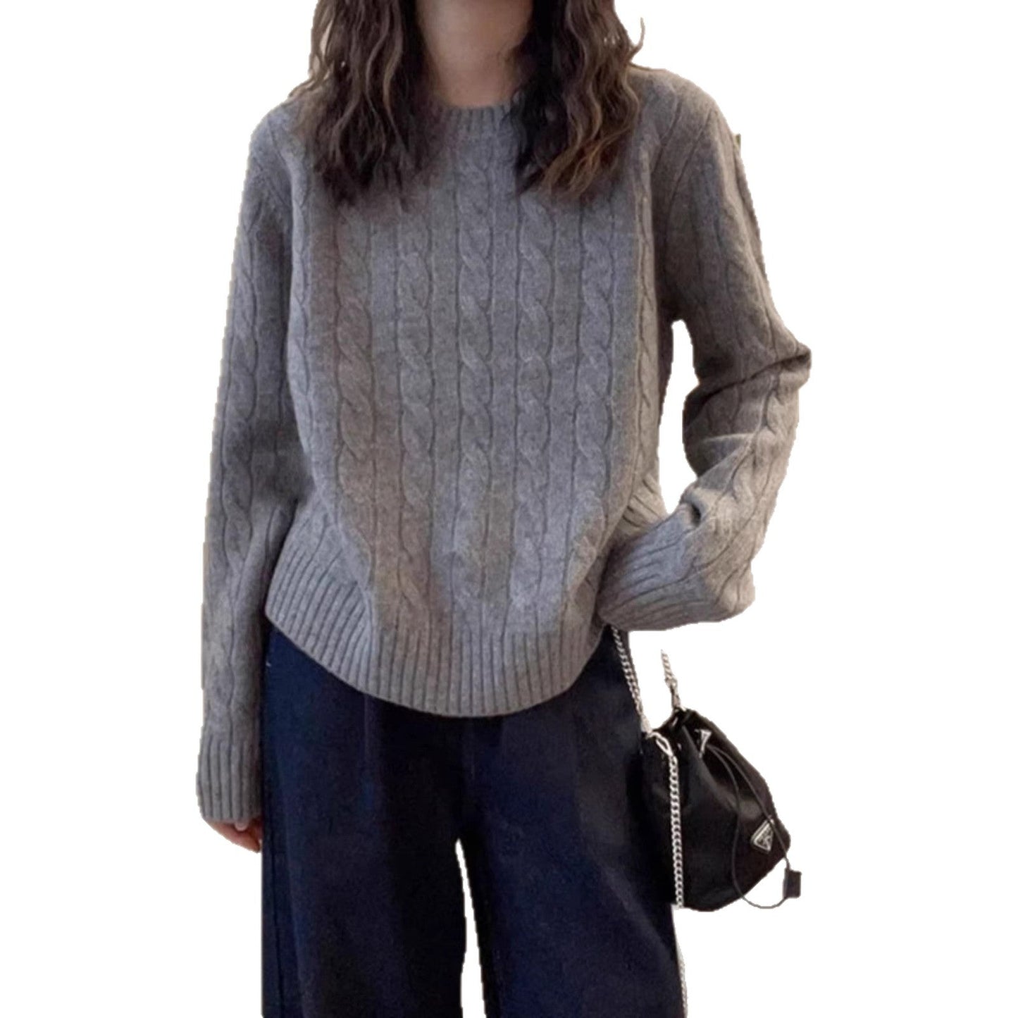 Damen Strickpullover Kabelmuster