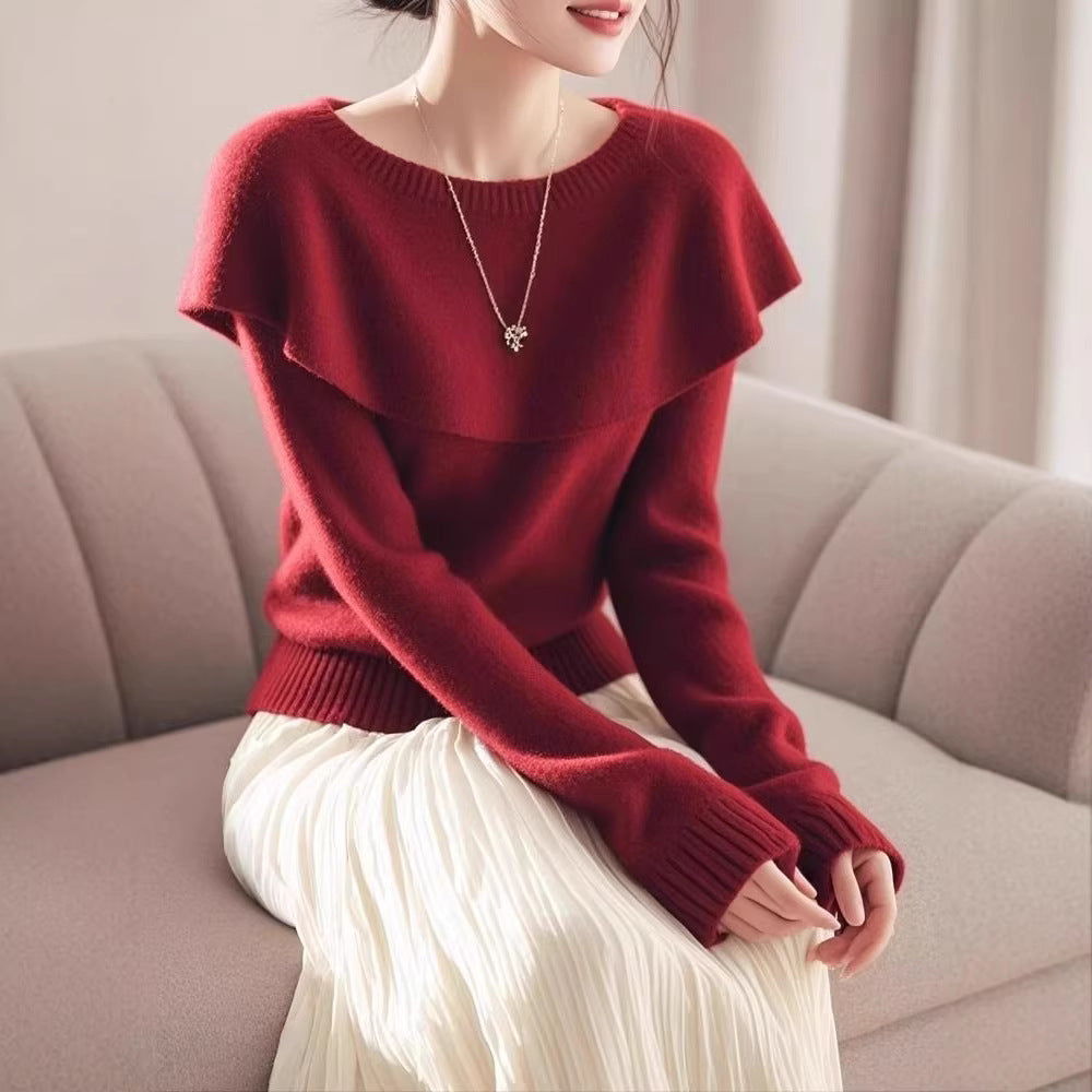 Damen Pullover Lässiger Schalkragen Eveloria - Eveloria