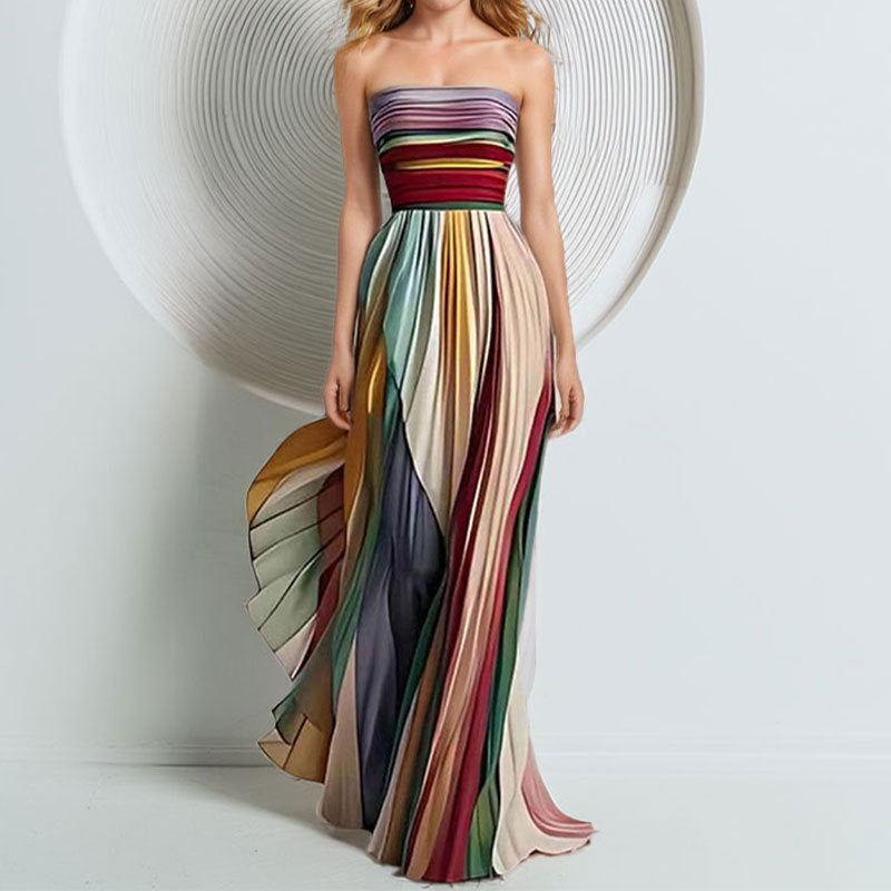 Damen Maxikleid Fließender Schnitt Farbverlauf