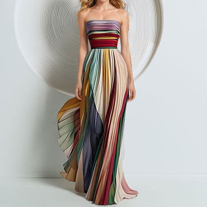 Damen Maxikleid Fließender Schnitt Farbverlauf