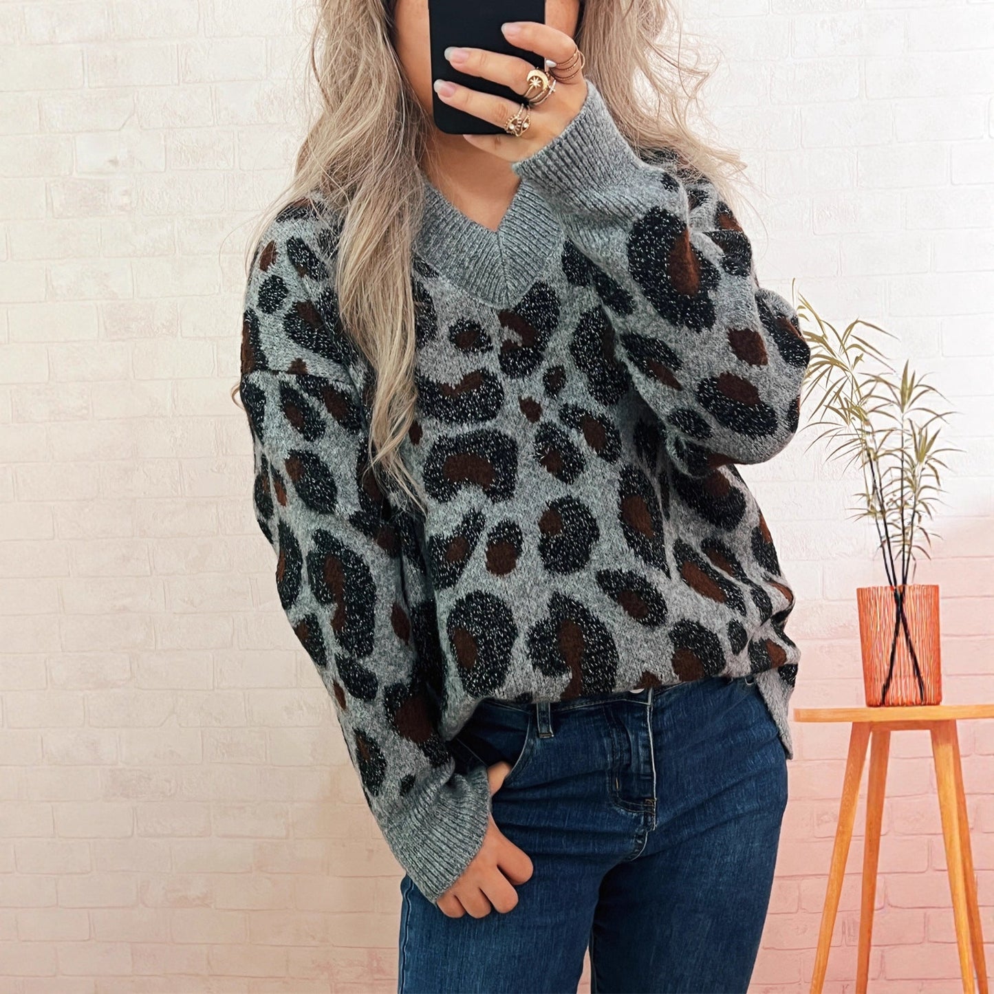 Damen Strickpullover Tiermuster Eveloria