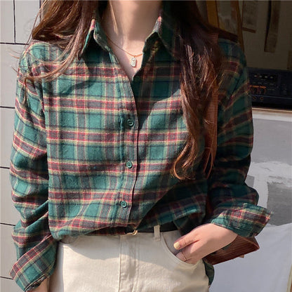 Damen Flanellhemd mit Button-Down-Kragen Weich Eveloria