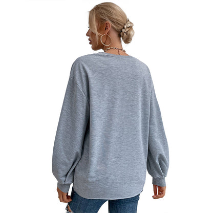 Damen Sweatshirt Puffärmel Schriftzug Eveloria