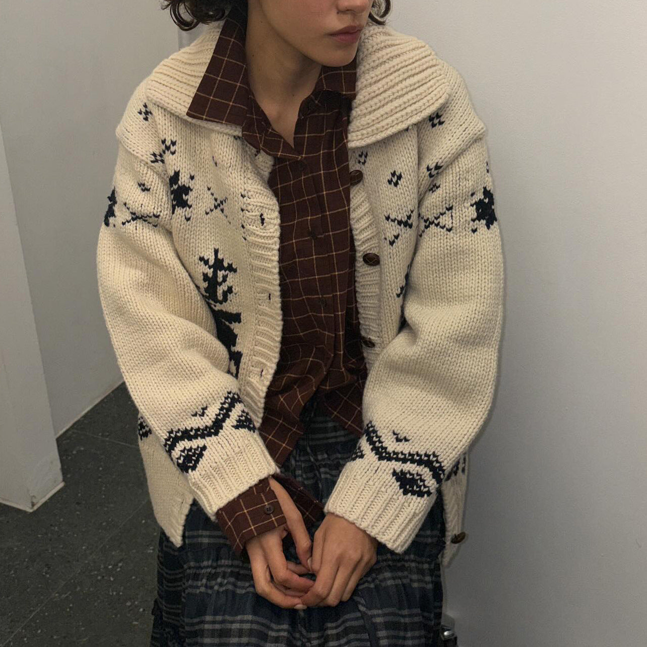 Damen Strickjacke Grafisches Muster Eveloria