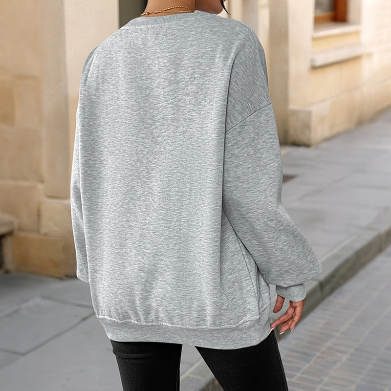 Damen Oversized Sweater Strukturiert Grau Eveloria